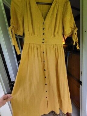 Rebellion Again Mustard Yellow Button Up Midi Dress